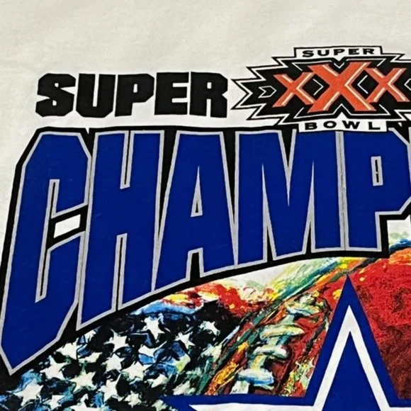 Vintage STARTER 1996 Dallas Cowboys Super Bowl XXX Champions T-Shirt NWOT Men M - Picture 7 of 12